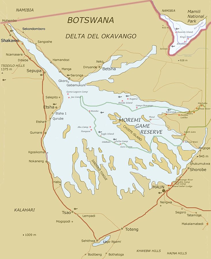 Mapa del Okavango